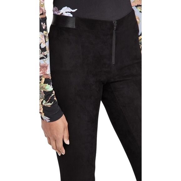 Alice + Olivia Black Suede Leather Skinny Leg Pants Exposed Zip Designer Size 2 - Picture 6 of 14